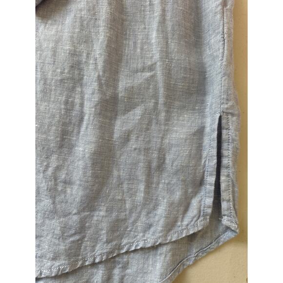 Cynthia Rowley 100% Linen Long Roll Tab Sleeves Light Blue Tunic Blouse Top 1X - Picture 12 of 16